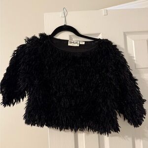SHUG Black Fuzzy Women's Top